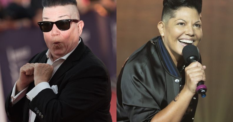 Headshots of Lea DeLaria and Sara Ramirez