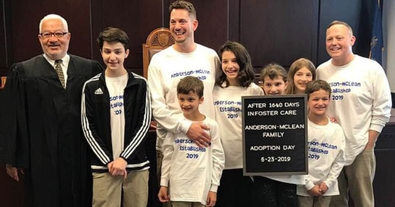 The Anderson-McLean family moments after a judge granted them adoption rights