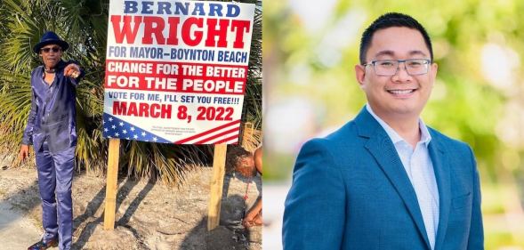 Boyton Beach, Florida, mayoral candidates Bernard Wright (left) and Ty Penserga (right)