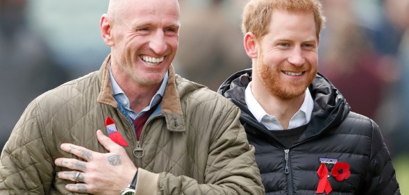 Prince Harry, Duke of Sussex and Gareth Thomas attend a Terrence Higgins Trust event ahead of National HIV Testing Week, 2019