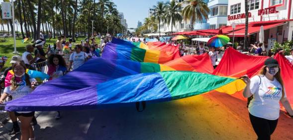 General view of atmosphere during the Miami Beach Pride Parade at Ocean Drive