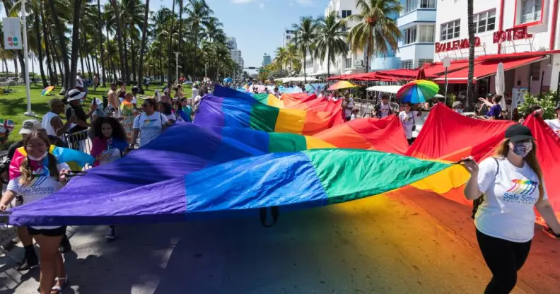 General view of atmosphere during the Miami Beach Pride Parade at Ocean Drive