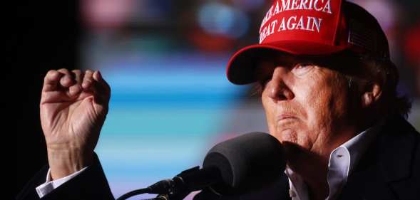 Donald Trump speaks at a rally