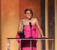 Ariana DeBose accepts Outstanding Performance by a Female Actor in a Supporting Role for West Side Story.