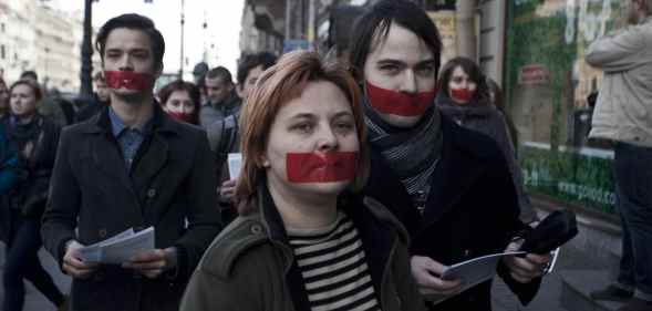 LGBT+ people demonstrate in Saint Petersburg, Russia