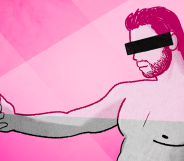 Illustration of a naked man taking a selfie
