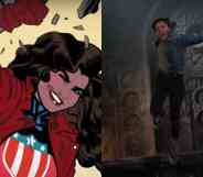 Side by side images of America Chavez from the Marvel comics as well as a still from Doctor Strange in the Multiverse of Madness