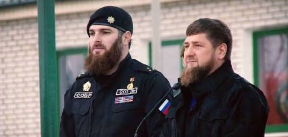 Magomed Tushayev and Ramzan Kadyrov, the leader of Chechnya, stand side by side
