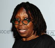 Whoopi Goldberg in round glasses and a black top