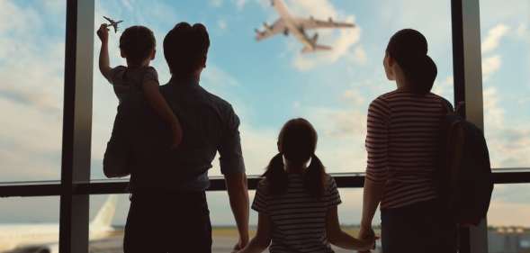 family in an airport