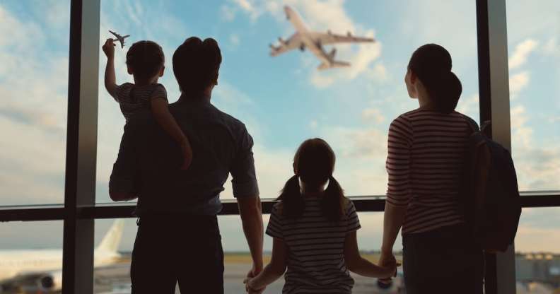 family in an airport