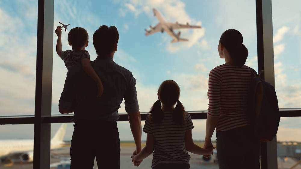 family in an airport