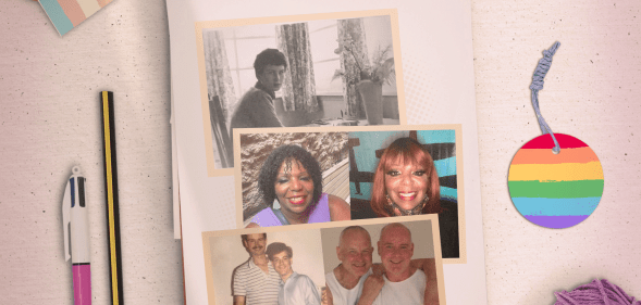 A scrapbook style image of older members of the LGBT+ community