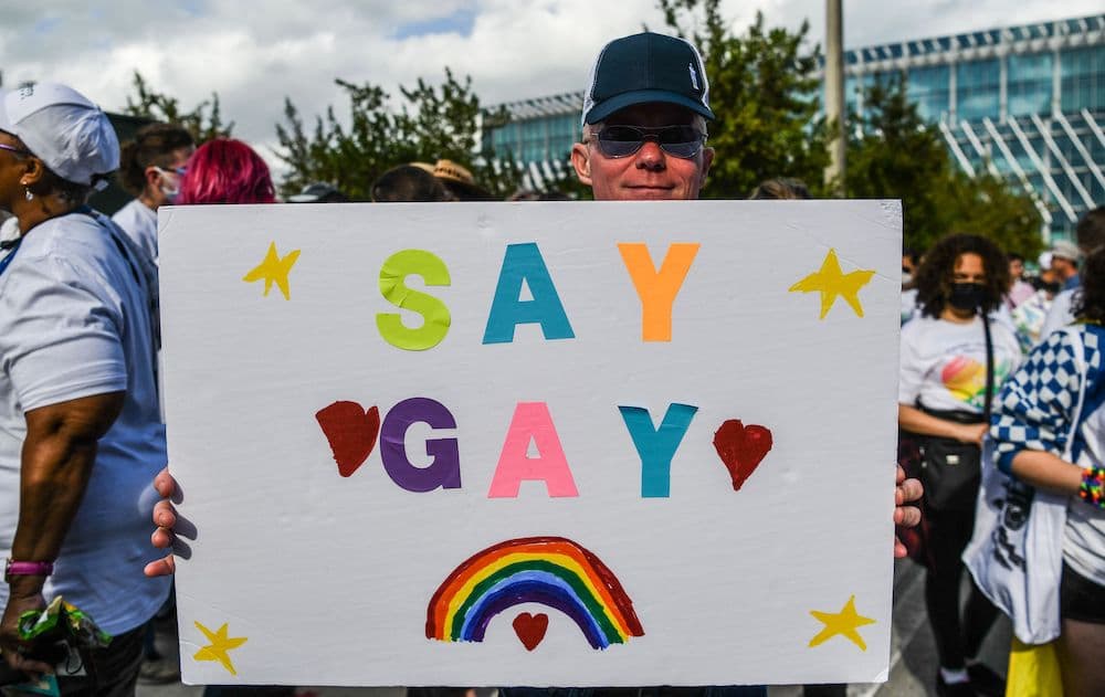 The "Say Gay Anyway" rally in Miami Beach, Florida