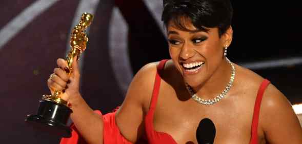 Ariana DeBose accepts the award for Best Actress in a Supporting Role for her performance in "West Side Story".