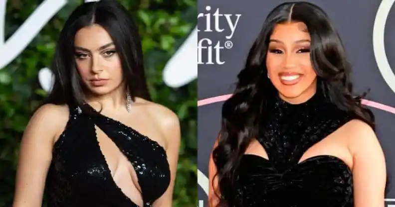 Side by side images of Charli XCX and Cardi B