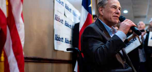Texas Governor Greg Abbott during a campaign rally