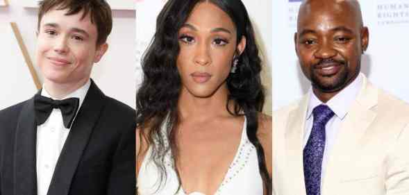 side by side images of trans and non-binary celebrities Elliot Page, Brian Michael Smith and Michaela Jaé Rodriguez
