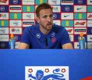 Harry Kane talks to the media