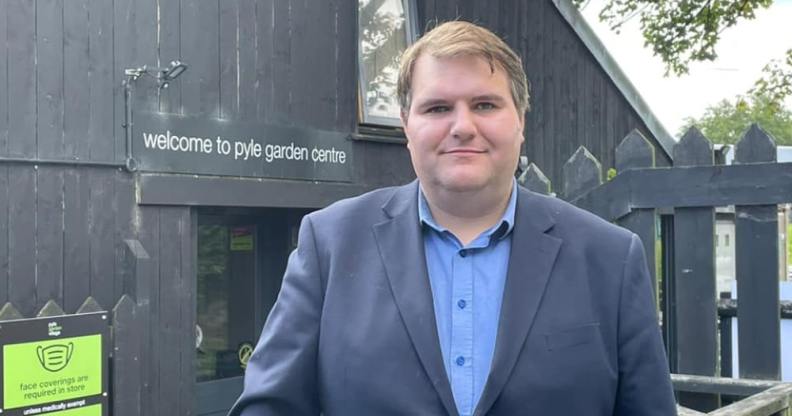 Jamie Wallis at a garden centre in 2021