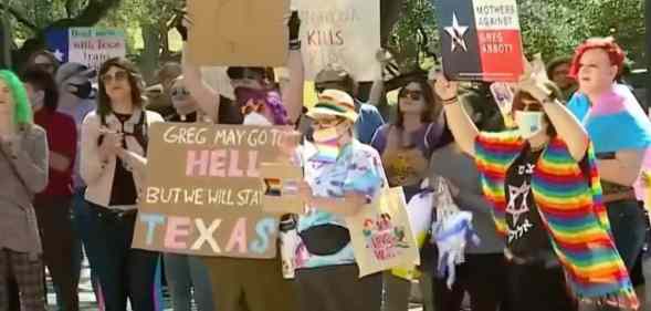 People gather in support of the trans community in Texas