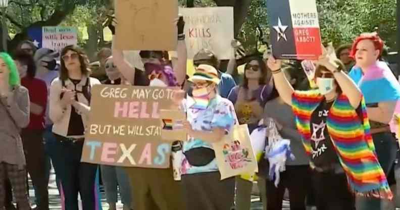 People gather in support of the trans community in Texas