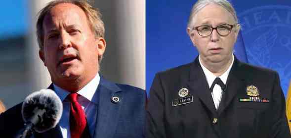 Texas Attorney General Ken Paxton and US assistant secretary of health Dr Rachel Levine