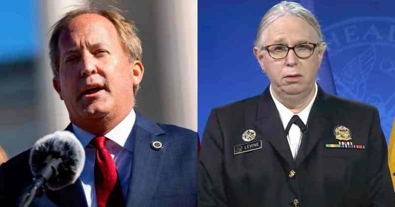 Texas Attorney General Ken Paxton and US assistant secretary of health Dr Rachel Levine