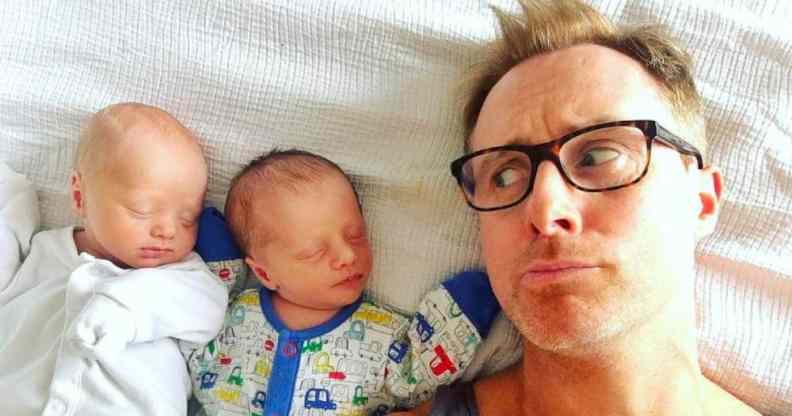 Steps star Ian 'H' Watkins with his twin sons in 2016