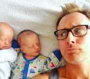Steps star Ian 'H' Watkins with his twin sons in 2016