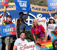 Dozens of demonstrators stood outside Walt Disney World