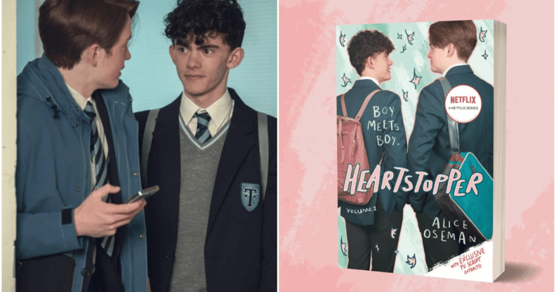 Heartstopper stars Kit Connor and Joe Locke (left) and a copy of the original graphic novel