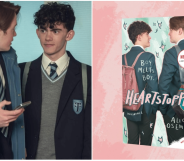 Heartstopper stars Kit Connor and Joe Locke (left) and a copy of the original graphic novel
