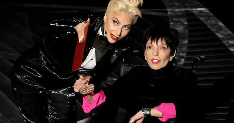 Lady Gaga and Liza Minnelli present Best Picture at the Oscars 2022.