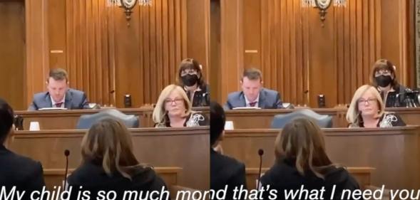 A Senate hearing seeing a senator grill a trans child and her mother