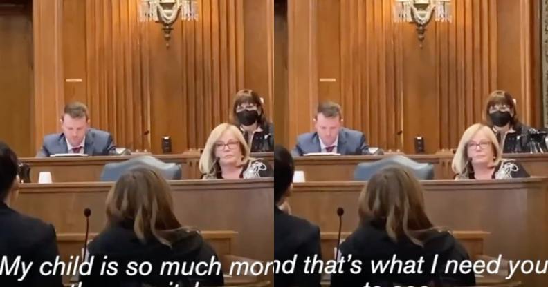 A Senate hearing seeing a senator grill a trans child and her mother