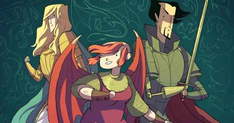 three characters frmo ND Stevenson's graphic novel Nimona