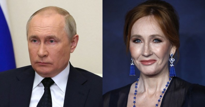 Headshots of Vladimir Putin and JK Rowling