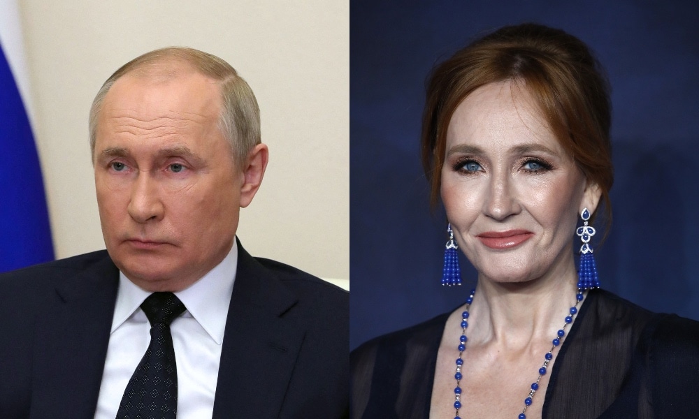 Headshots of Vladimir Putin and JK Rowling