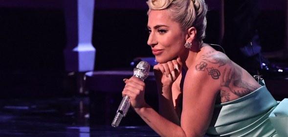 Lady Gaga performs onstage at the Grammy Awards