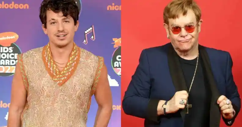 Side by side images of Charlie Puth and Elton John