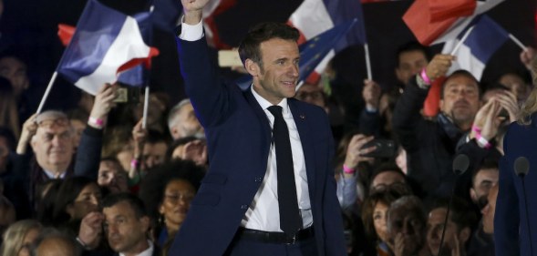 Emmanuel Macron celebrates his re-election