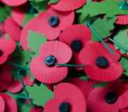 The emblem of the British Legion's annual poppy appeal sits on a work bench at the company headquarters in London.