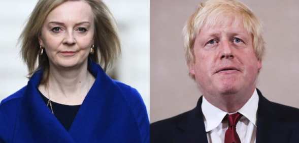 Liz Truss (L) and Boris Johnson (R).