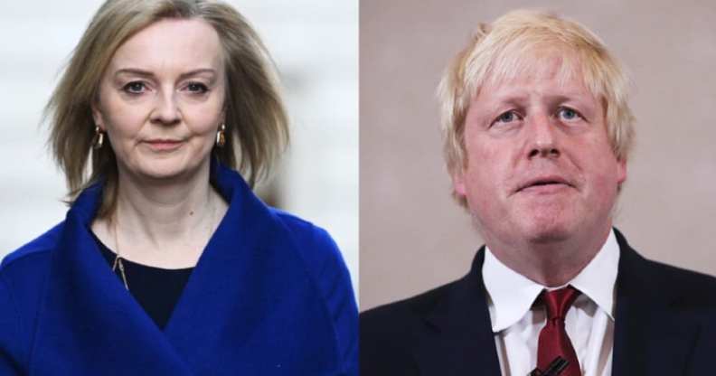 Liz Truss (L) and Boris Johnson (R).