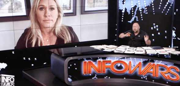 Marjorie Taylor Greene appears on Infowars with Alex Jones