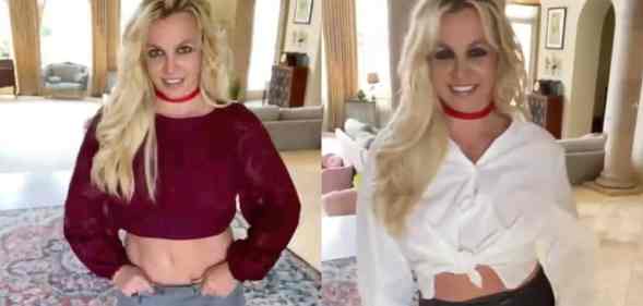 Singer Britney Spears models different outfits after announcing she is pregnant