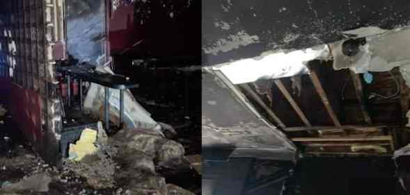 side by side pictures of the fire damage to Rash a queer bar in Brooklyn New York