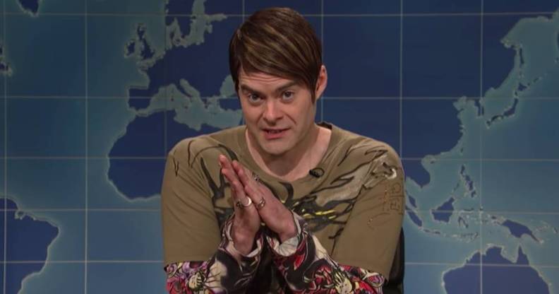 Bill Hader plays gay Saturday Night Live (SNL) character Stefon on the show's Weekend Update segment