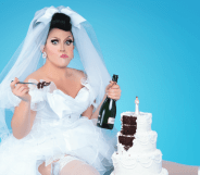 BenDeLaCreme in a wedding dress